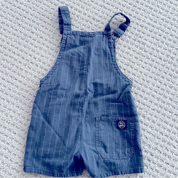 Zara overall shorts 9-12 M unisex navy with stripes - Picture 2 of 4